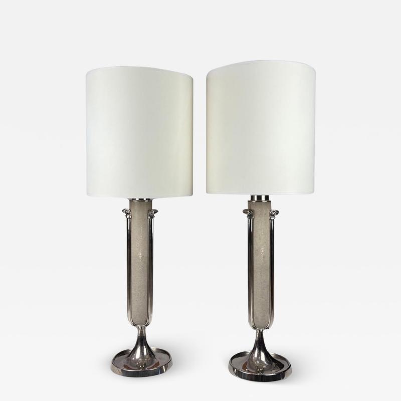 Galey Freres Pair of Art Deco Table Lamps in Galuchat by Galey Freres