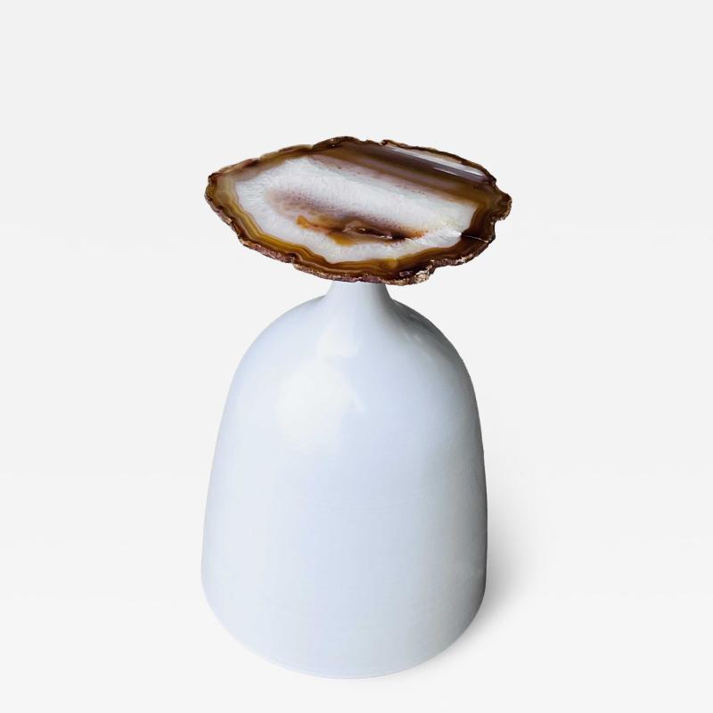 Gamboa Pangea Amber and White Agate Side Table