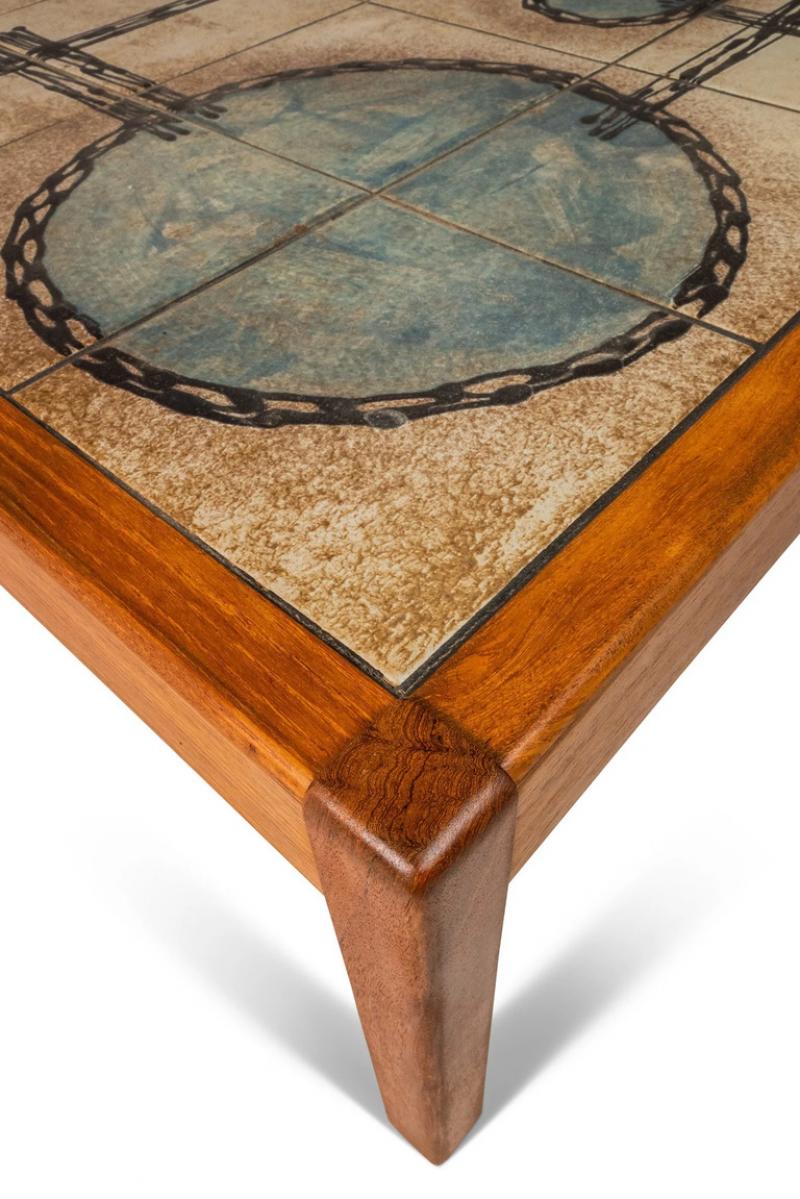 Gangso Mobler Danish Modern Coffee Table by in Teak w/ Tile Inlay by