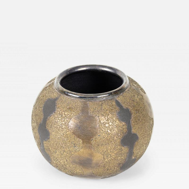 Gary DiPasquale Gary DiPasquale Contemporary Thrown Ceramic Black and Bronze Glazed Patterned Va