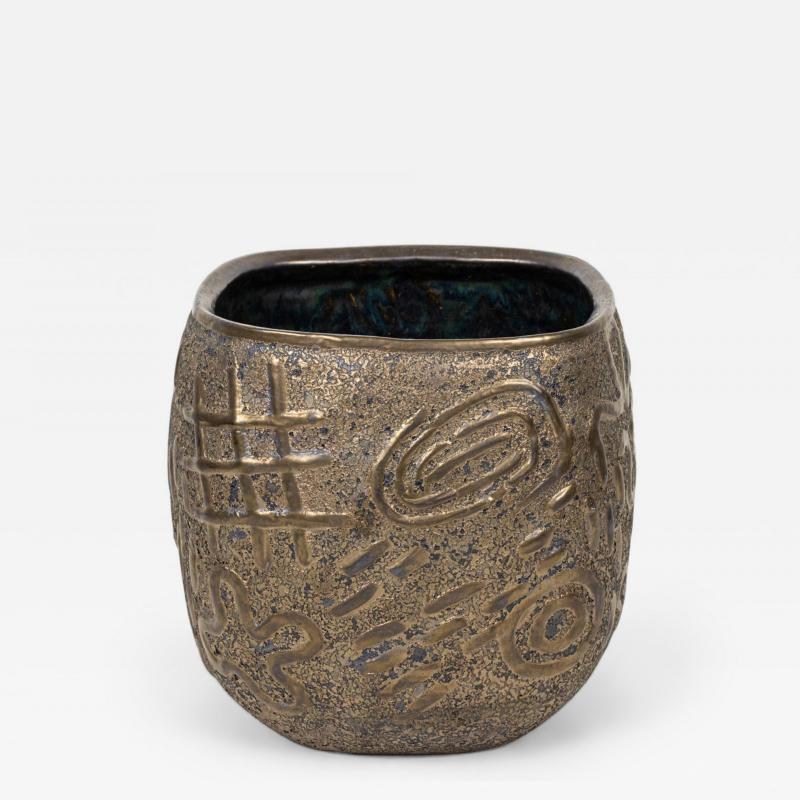 Gary DiPasquale Gary DiPasquale Contemporary Thrown Ceramic Graffiti Bronze Glazed Vessel