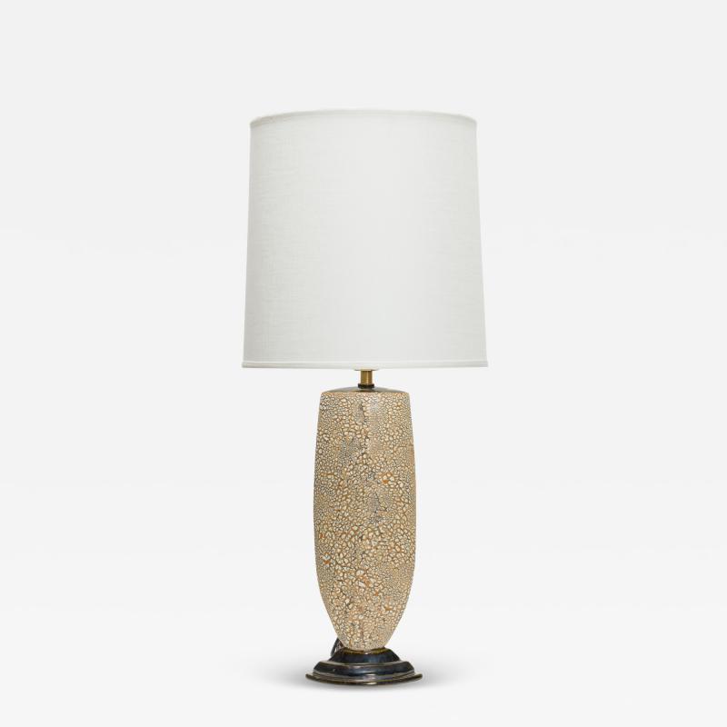 Gary DiPasquale Gary Dipasquale Contemporary Ceramic Envelope Form Bark Texture Table Lamp