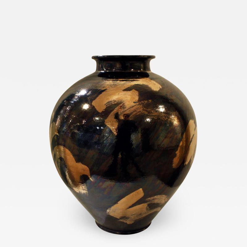 Gary McCloy Gary McCloy Ceramic Vase with Gunmetal and Gold Glazes 1980s