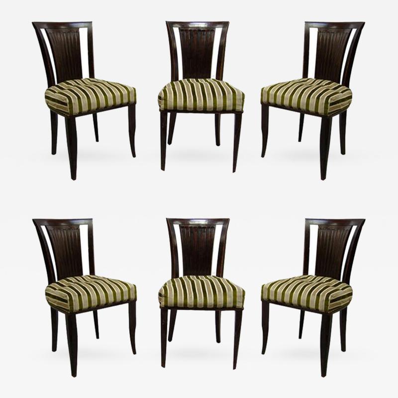 Gaston Poisson Set of Six French Art Deco Chairs by Gaston Poisson