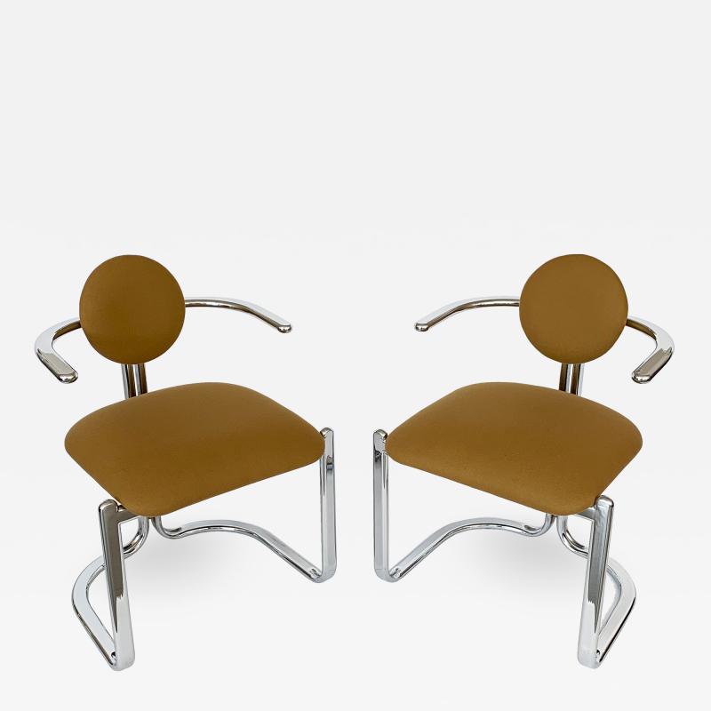 Gastone Rinaldi Pair of Chrome Armchairs by Gastone Rinaldi for Thema Italy