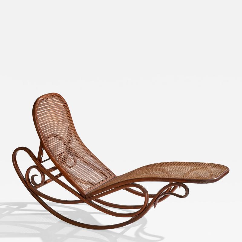 Gebruder Thonet Rocking Chaise with Bentwood and Cane Austria 1900s