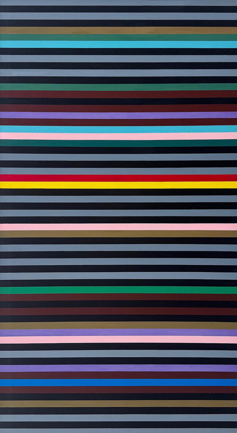 Gene Davis Mid century Hard Edge Colorful Lines Painting Gene Davis Manner Abstract
