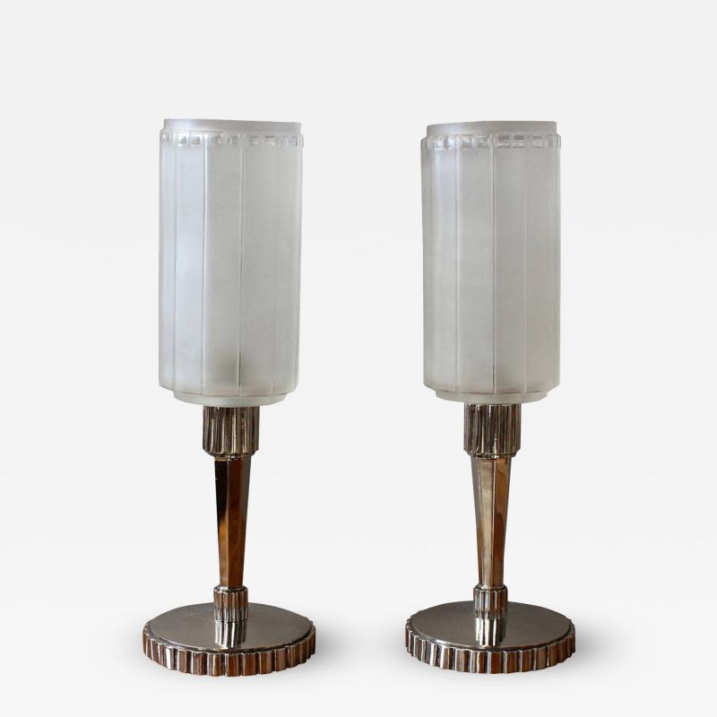 Genet et Michon Fine Pair of French Art Deco Table Lamps by Genet et Michon
