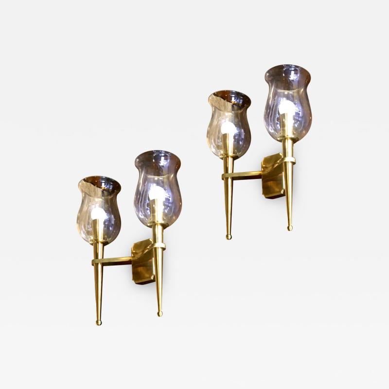 Genet et Michon Genet et Michon Extreme Quality Pair Solid Gold Bronze Sconces