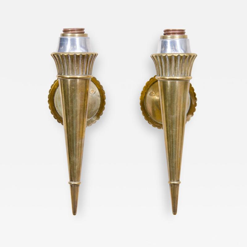 Genet et Michon Pair of Vintage Bronze Sconces Attributed to Genet and Michon France 1950s