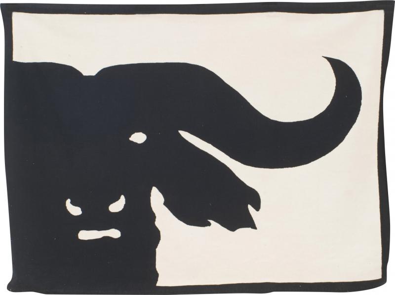 Geoffrey Bradfield Contemporary Black And White Bradfield Buffalo Tapestry