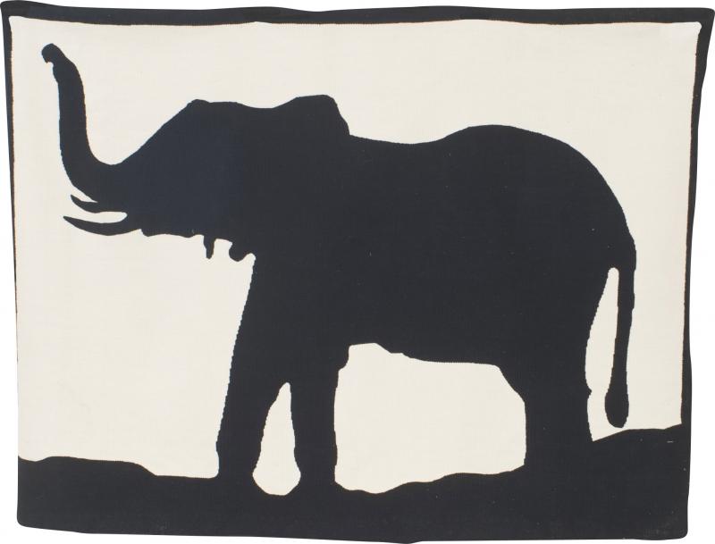 Geoffrey Bradfield Contemporary Black And White Bradfield Elephant Tapestry