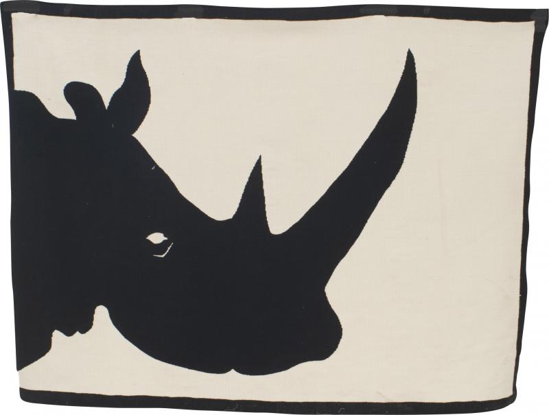 Geoffrey Bradfield Contemporary Black And White Bradfield Rhino Tapestry