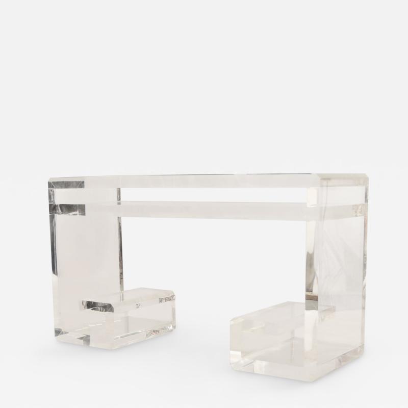 Geoffrey Bradfield Contemporary Lucite and Inset Mirror Top Desk