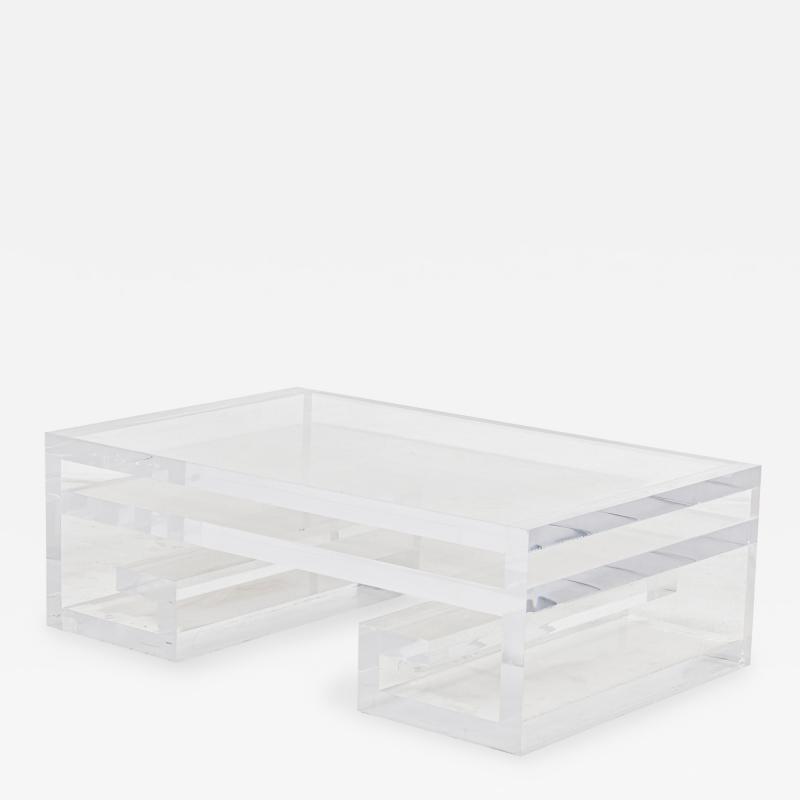 Geoffrey Bradfield GEOFFREY BRADFIELD American Contemporary Greek Key Shaped Lucite Coffee Table
