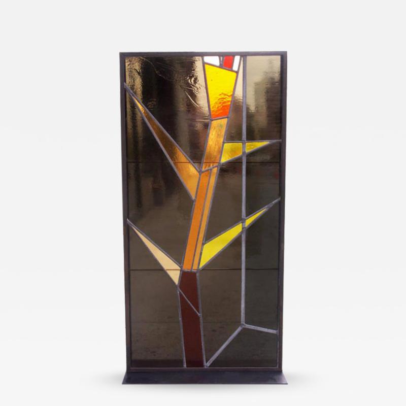 Geometric Stained Glass Panels by Architect Victor Hornbein