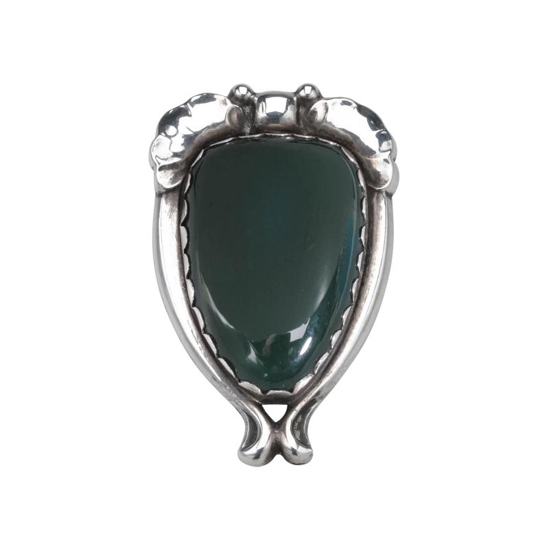 Georg Jensen Early Georg Jensen Brooch No 31 with Chrysoprase