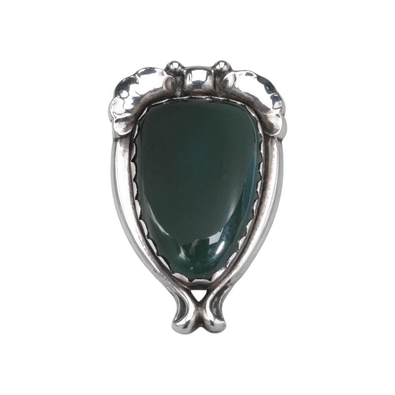 Georg Jensen Early Georg Jensen Brooch No 31 with Chrysoprase