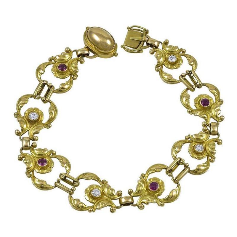 Georg Jensen Georg Jensen 18kt Bracelet No 172 with Diamonds Rubies