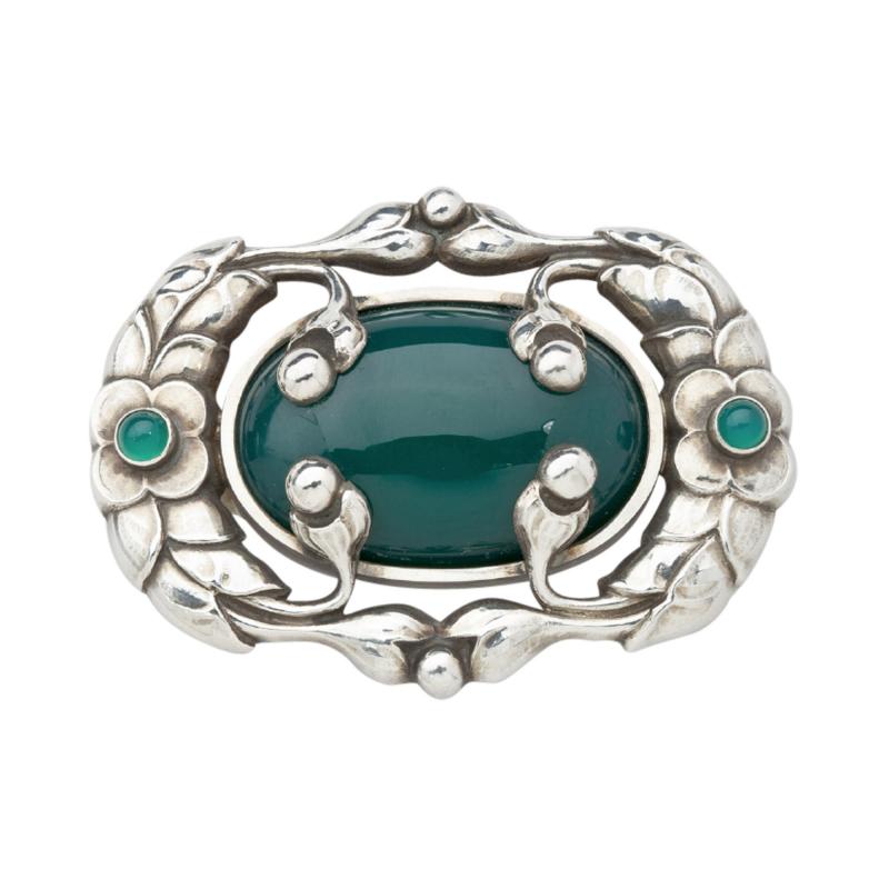 Georg Jensen Georg Jensen Brooch No 169 with Green Agate