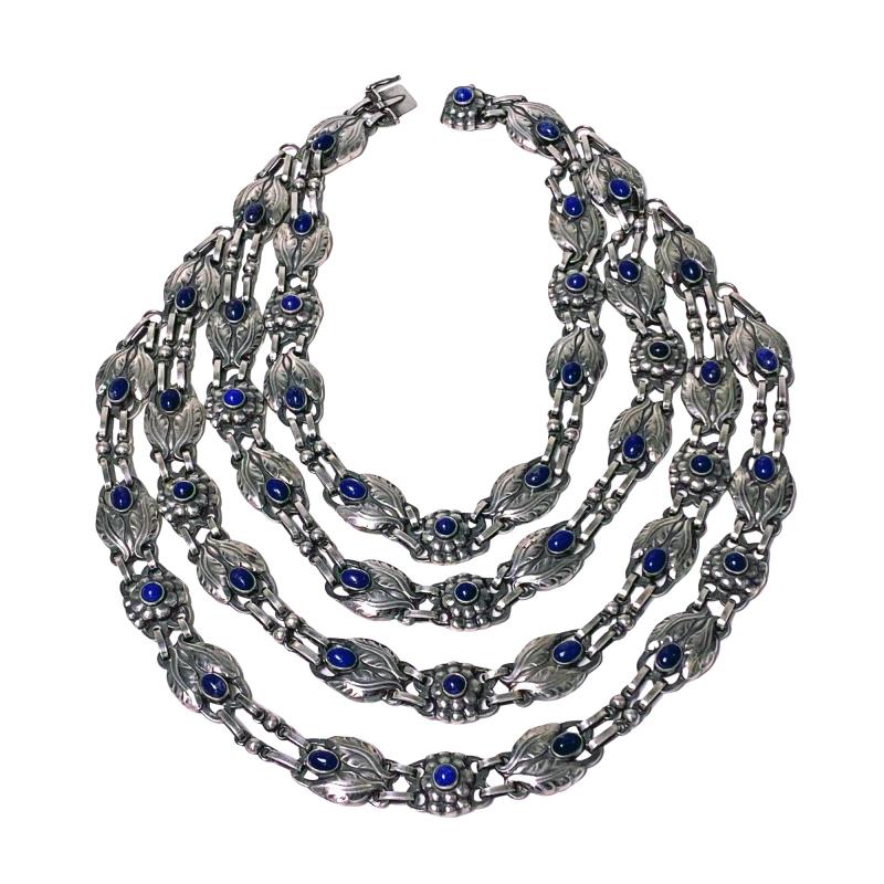 Georg Jensen Georg Jensen Lapis multi strand Necklace No 1 Denmark C 1933