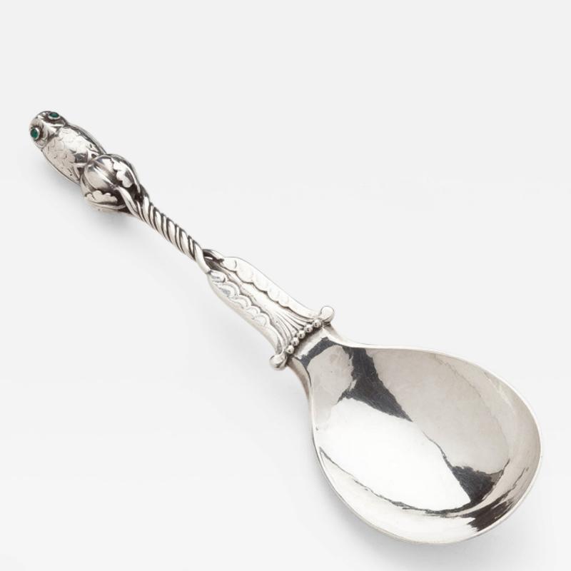 Georg Jensen Georg Jensen Owl Serving Spoon No 39 with Green Agate