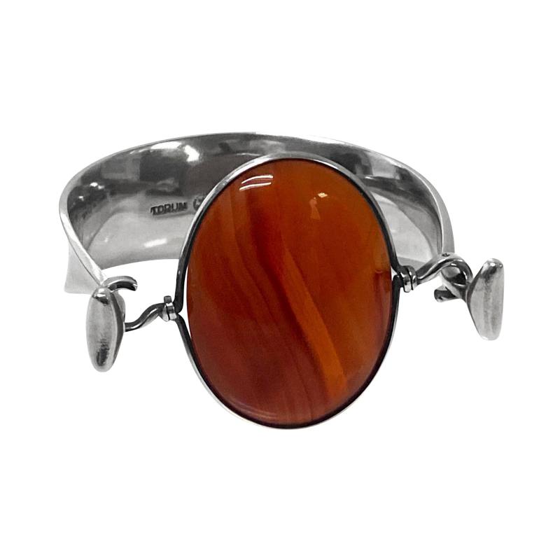 Georg Jensen Georg Jensen Torun Red Agate Bangle No 203 C 1960