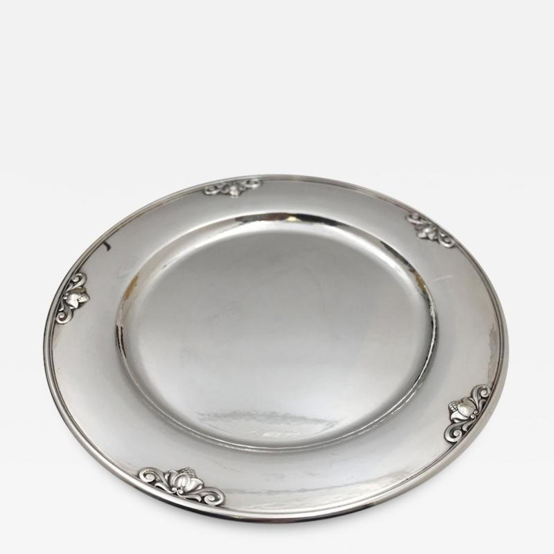 Georg Jensen Georg Jensen by Rohde Sterling Silver Charger Plate in Acorn Pattern 642A