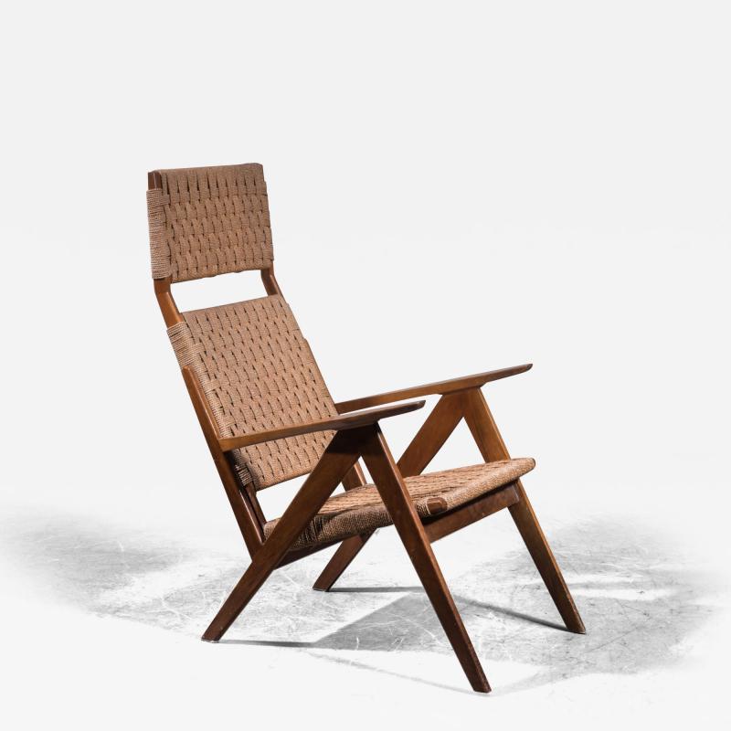 Georg Jensen High Back Mahogany and Rope Lounge Chair 1960s