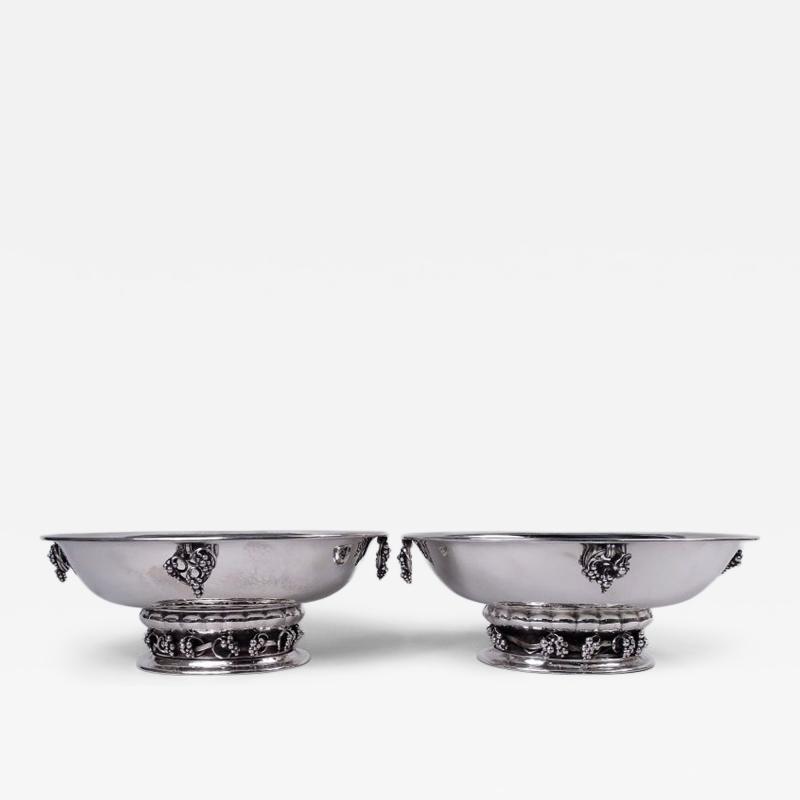 Georg Jensen Pair of Early Georg Jensen Danish Modern Grape Centerpiece Bowls