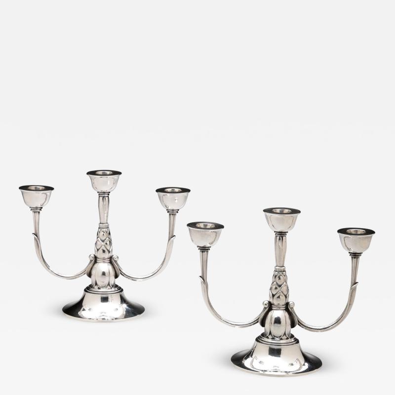 Georg Jensen Pair of Georg Jensen Candelabra No 537C