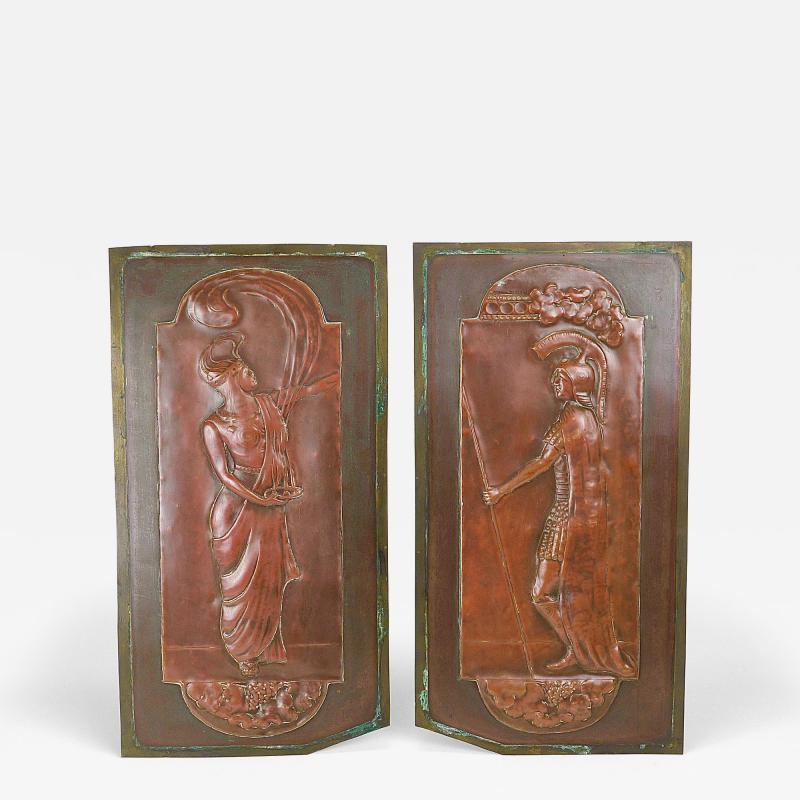 Georg Klimt Georg Klimt Vienna Secession Pair Art Nouveau Relief Panels Vienna 1900s
