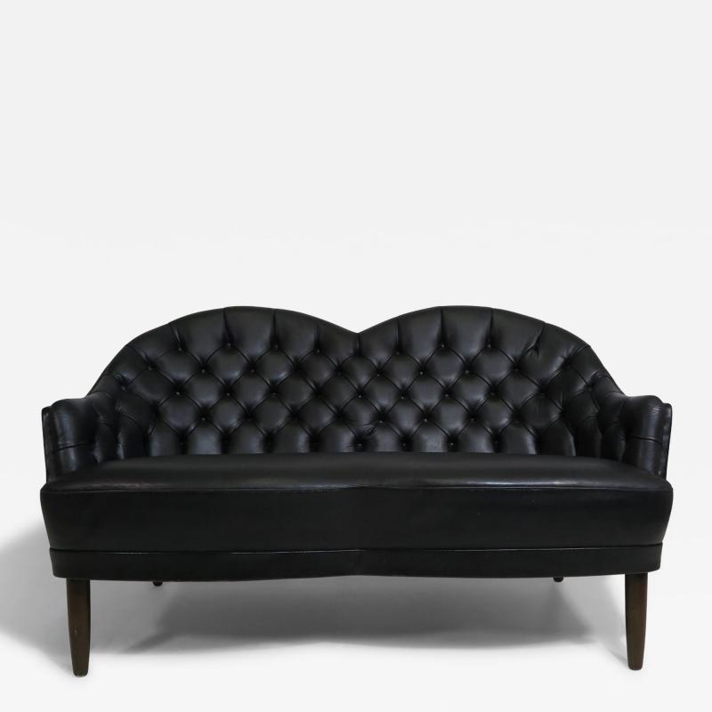 Georg Kofoed Sculptural Danish Settee in Black Leather