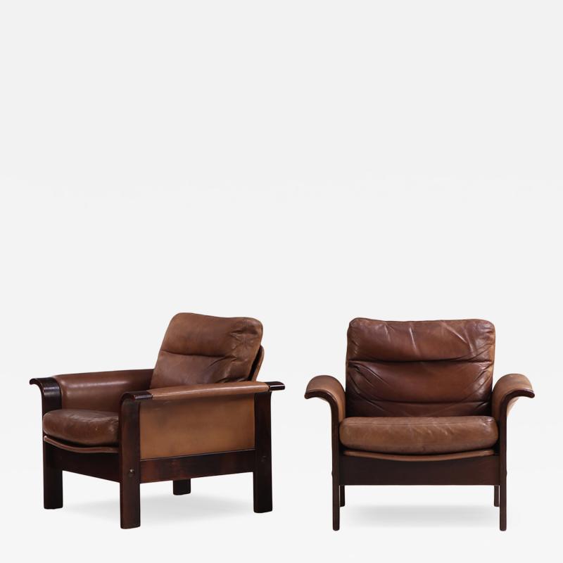 Georg Thams Pair of 1970s Danish Leather Lounge Chairs by Georg Thams for A S Vejen