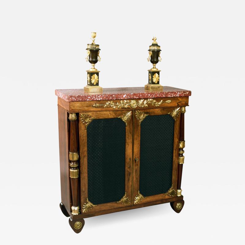 George Bullock Exceptional Pure Rosewood and Ormolu Mounted Cabinet with Original Marble T