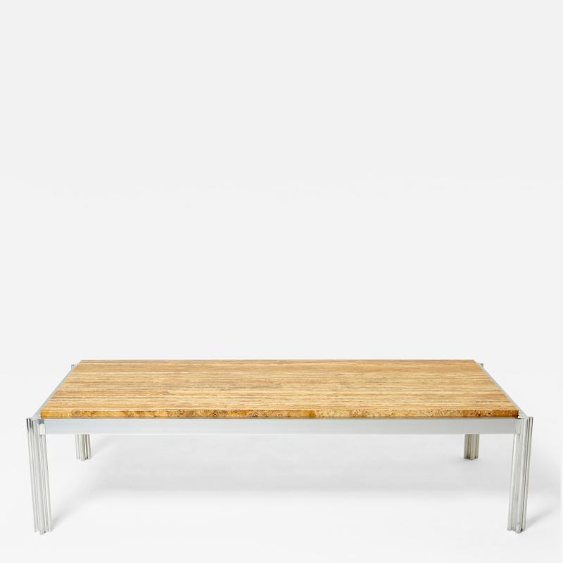 George Ciancimino Chrome aluminium yellow travertine George Ciancimino coffee table 1975
