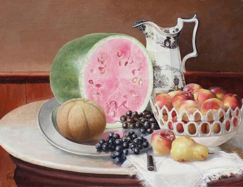 George Cope Still Life with Watermelon and Fruit circa 1916