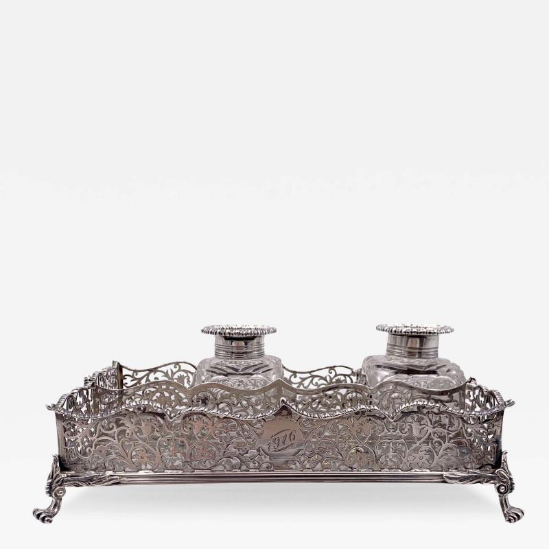 George Fox Charles George Fox Sterling Silver Inkwell from 1886 in Victorian Style