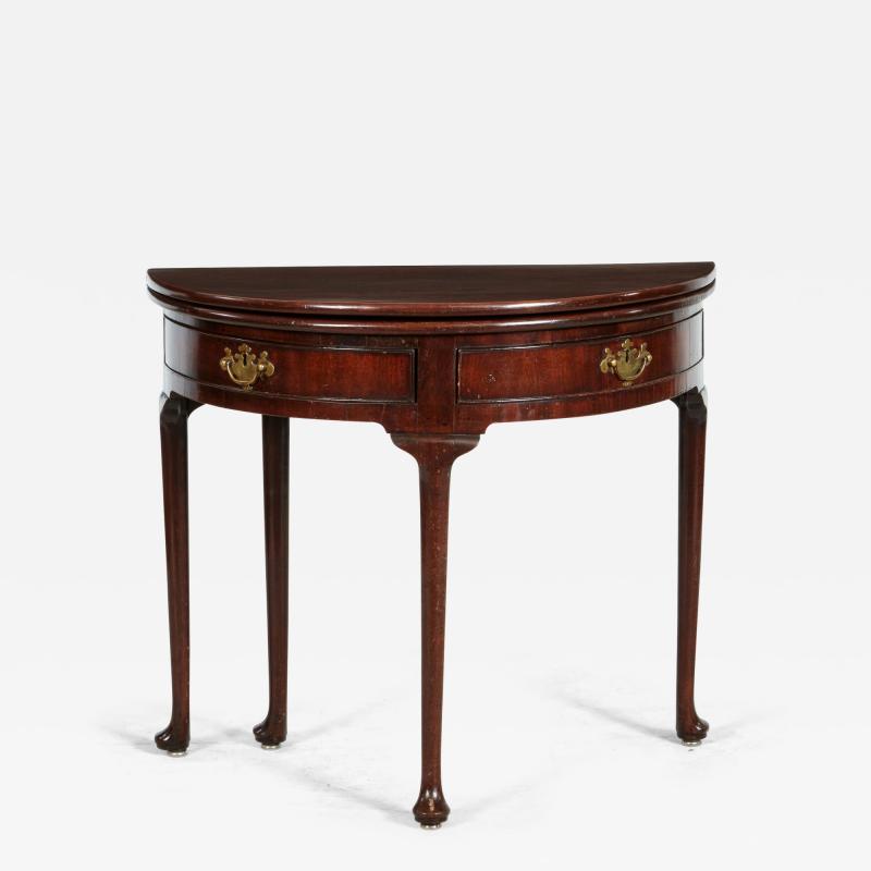 George I Demilune Red Walnut Games Table