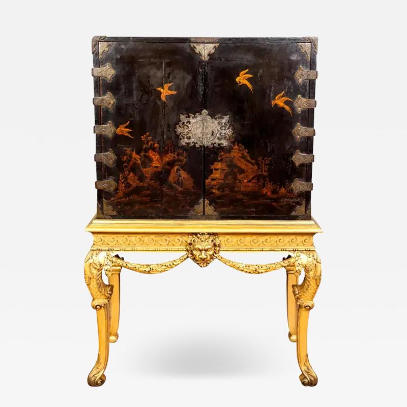 George I Giltwood and Japanned Cabinet on Stand