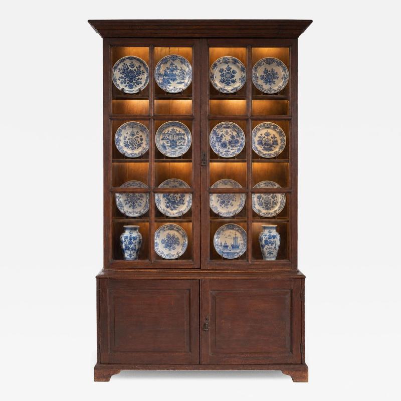 George I Oak Glazed Bookcase Cabinet