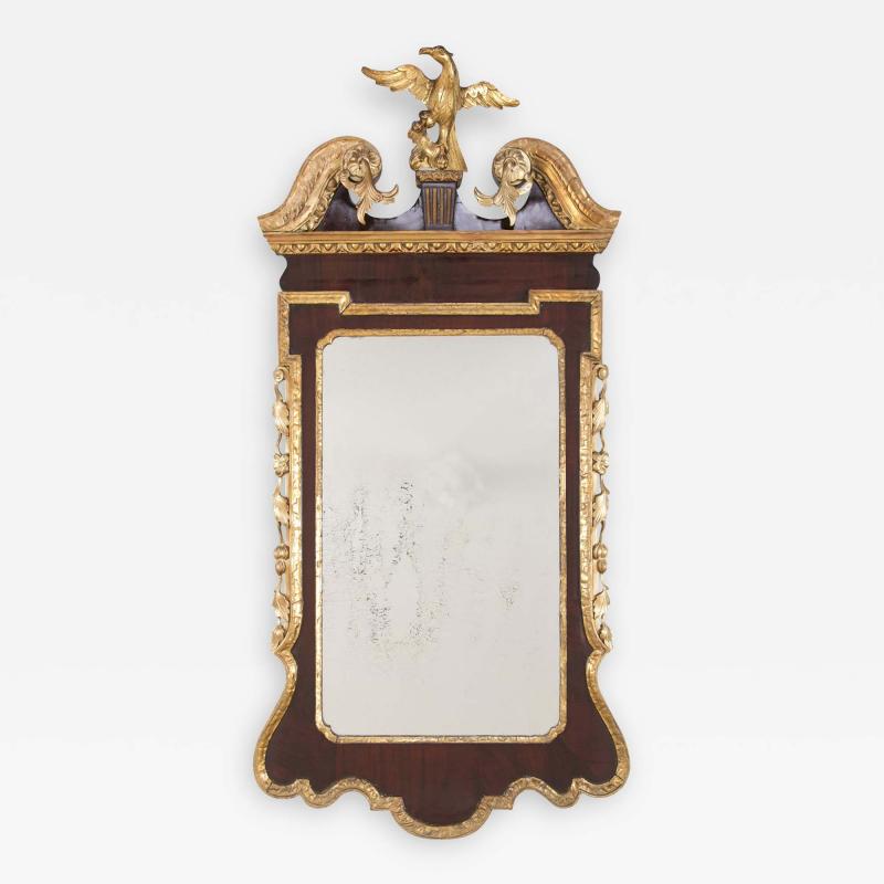 George II Architectural Scroll Top Mirror with Phoenix Finial