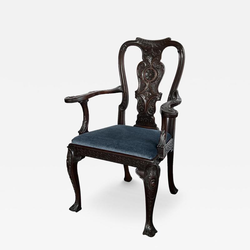 George II Style Antique Carved Mahogany Arm Chair