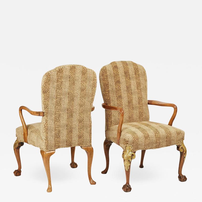 George II Style English Armchairs Circa 1890 A Pair