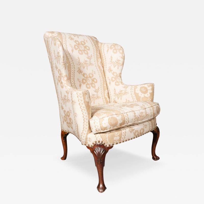 George II Walnut Wing Chair