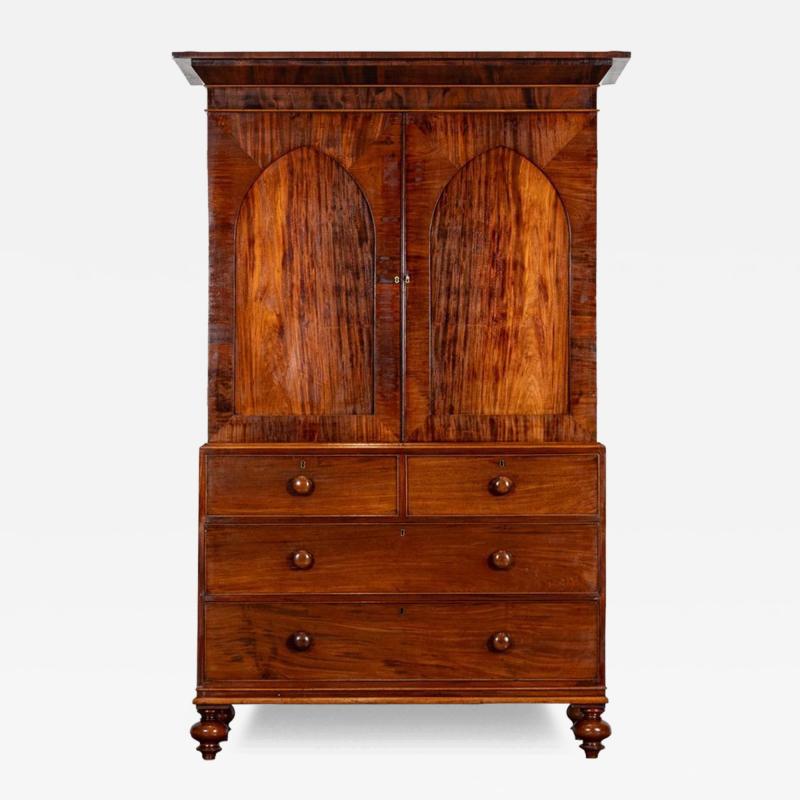 George III English Mahogany Linen Press