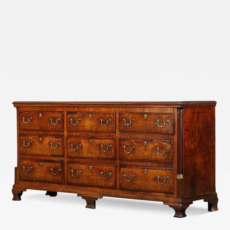 George III English Oak Mahogany Dresser Base Chest Drawers