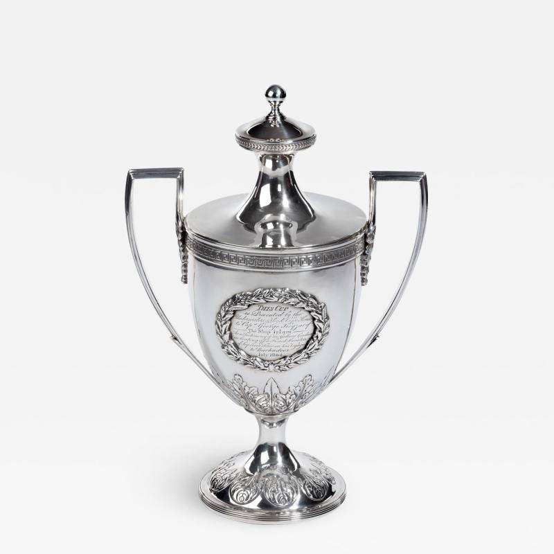 George III Lloyds Patriotic Fund silver and silver gilt vase and cover