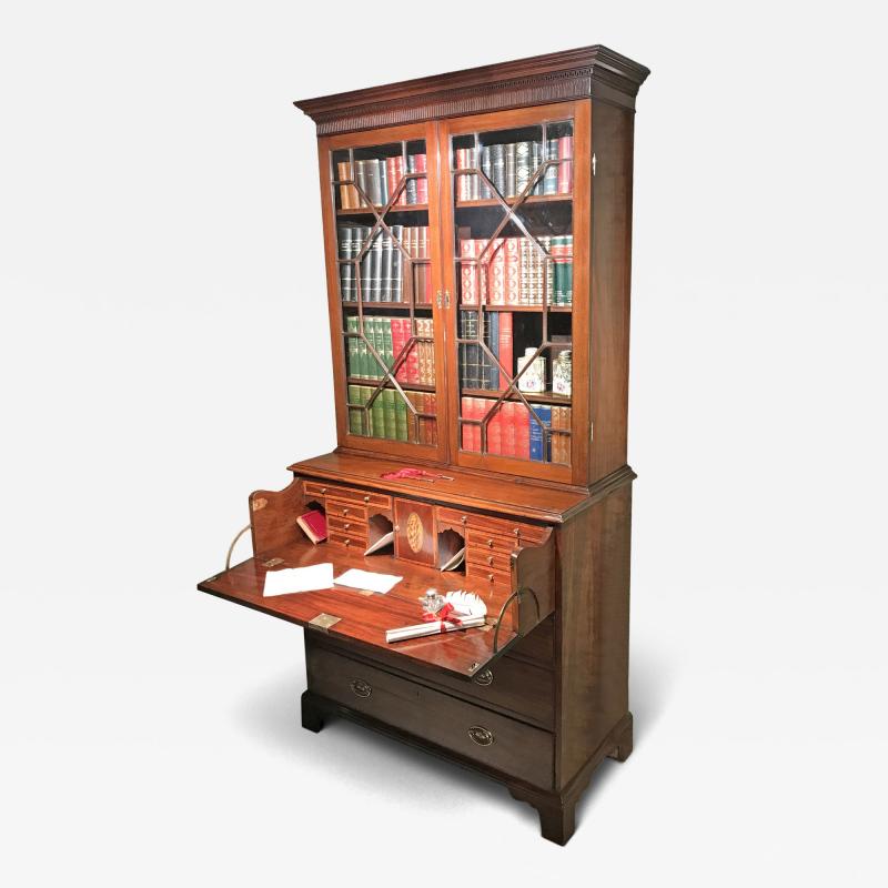 George III Mahogany Secretaire Bookcase