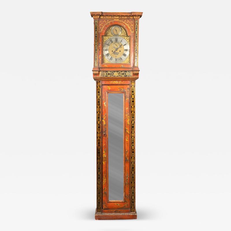 George III Red Japanned Tall Case Clock